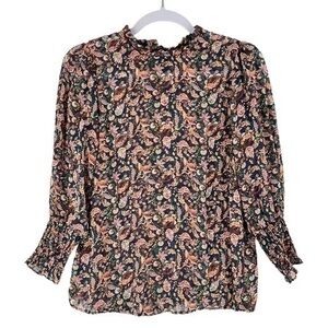 Maison d' Amelie Paisley Print‎ Sheer Textured Blouse
